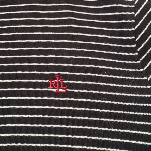 RALPH LAUREN FINE STRIPED T SHIRT NAVY RED LOGO SIZE S - Picture 4 of 4